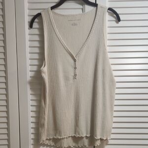 American Eagle Outfitters Cream Ribbed Tank Top